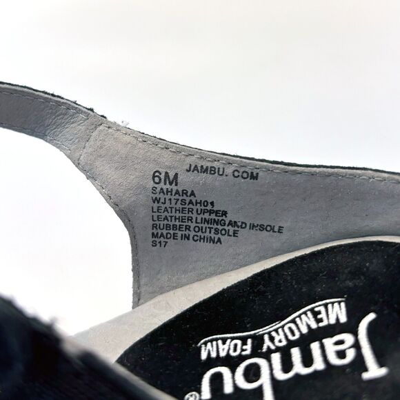 NEW Jambu Sahara Peep Toe Black Suede Leather Wooden Heels Sandals‎ US Size 6 M - Picture 10 of 11